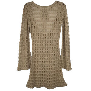 12th Tribe Tan Crochet Mini Dress